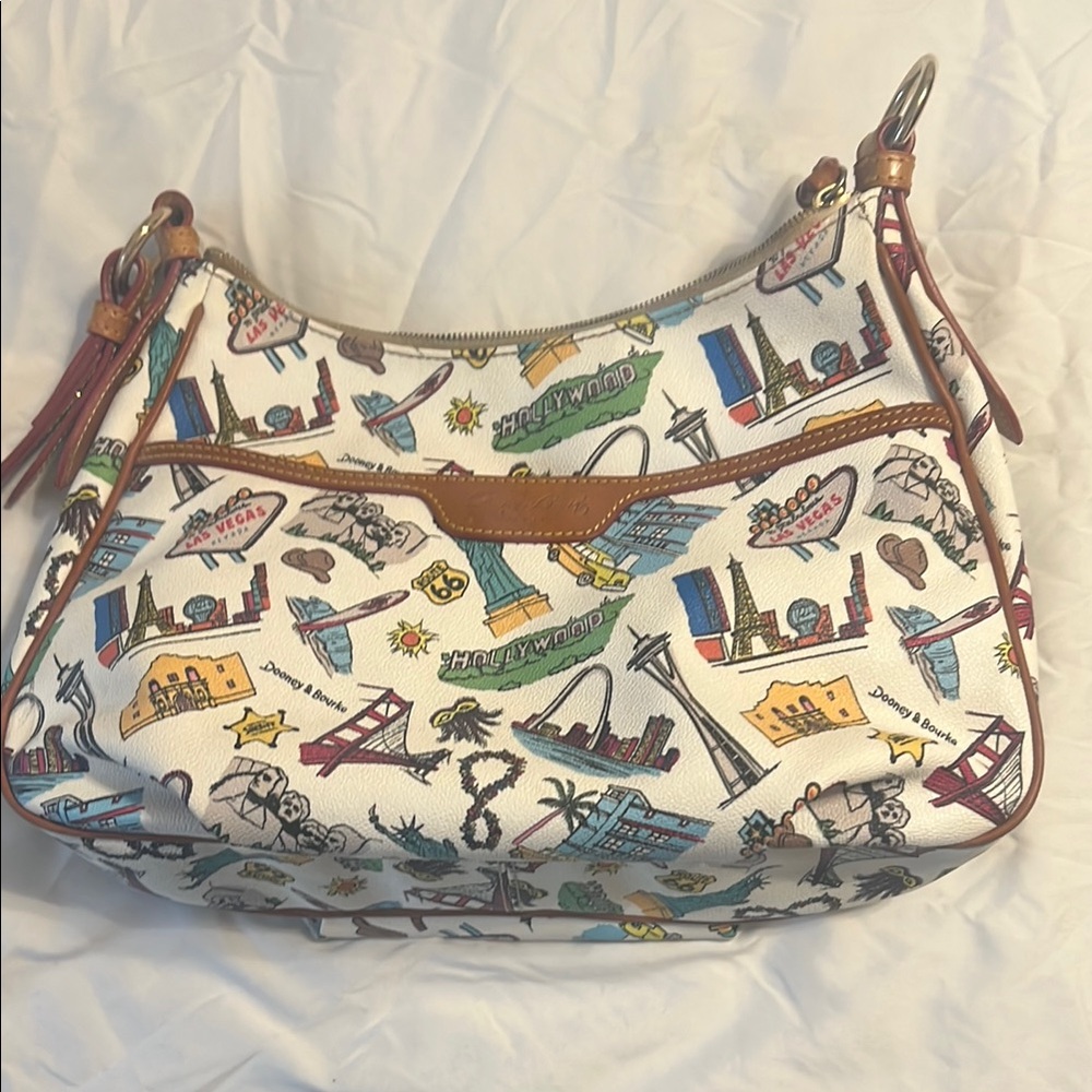 Dooney & Bourke White and Brown Hobo Bag